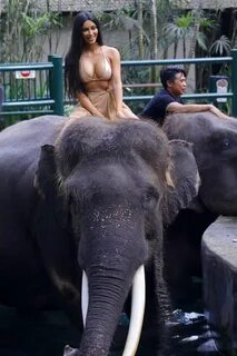 kim kardashian seen riding an elephant while on vacation in bali, indonesia...