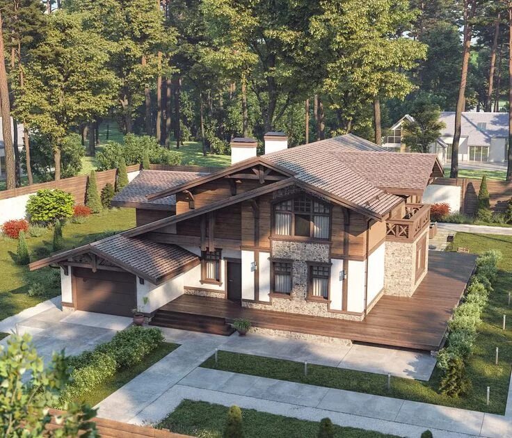 Проект дома м в стиле шале Загородный дом в стиле шале