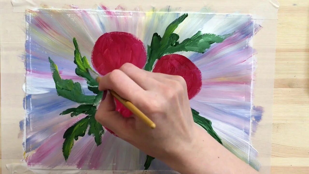 Техника рисования цветов пакетом. Правополушарное интуитивное рисование. Цветы гуашью для начинающих. Рисование красками цветы. Мастер классы по рисованию гуашью.