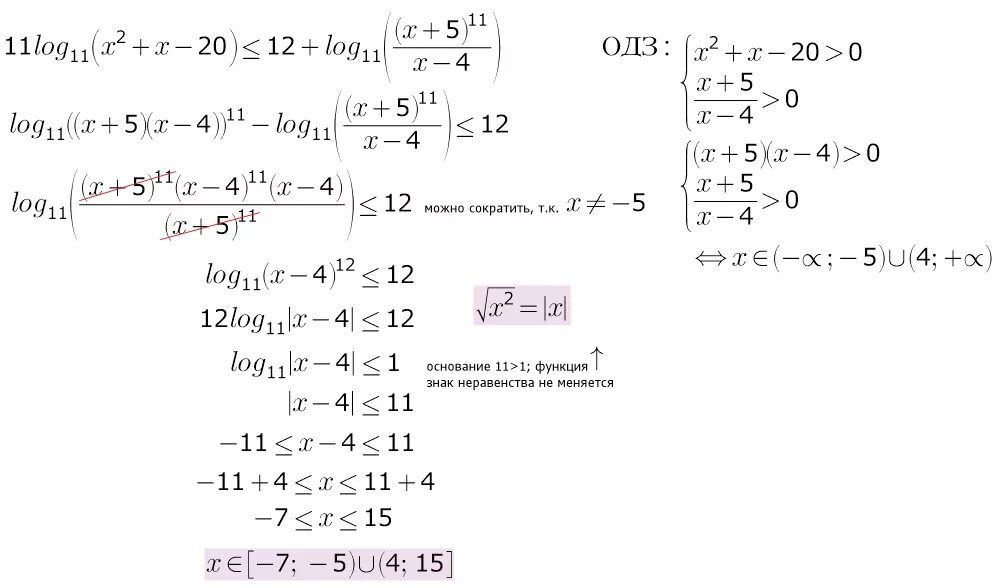 11 log x 11 x 4