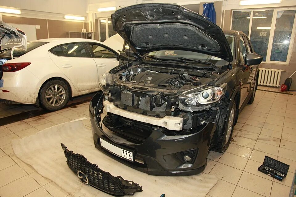 Мойка радиаторов и сетка в бампер - Mazda CX-5 (1G), 2 л, 2011 года своими рукам