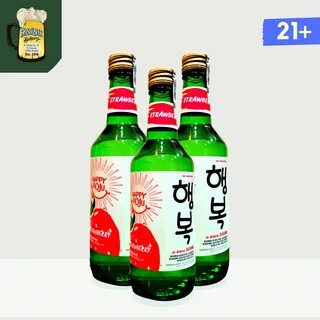 Happy Strawberry Soju 13.5% 360 ml - Stroberi - Korea - mirip Jinro.