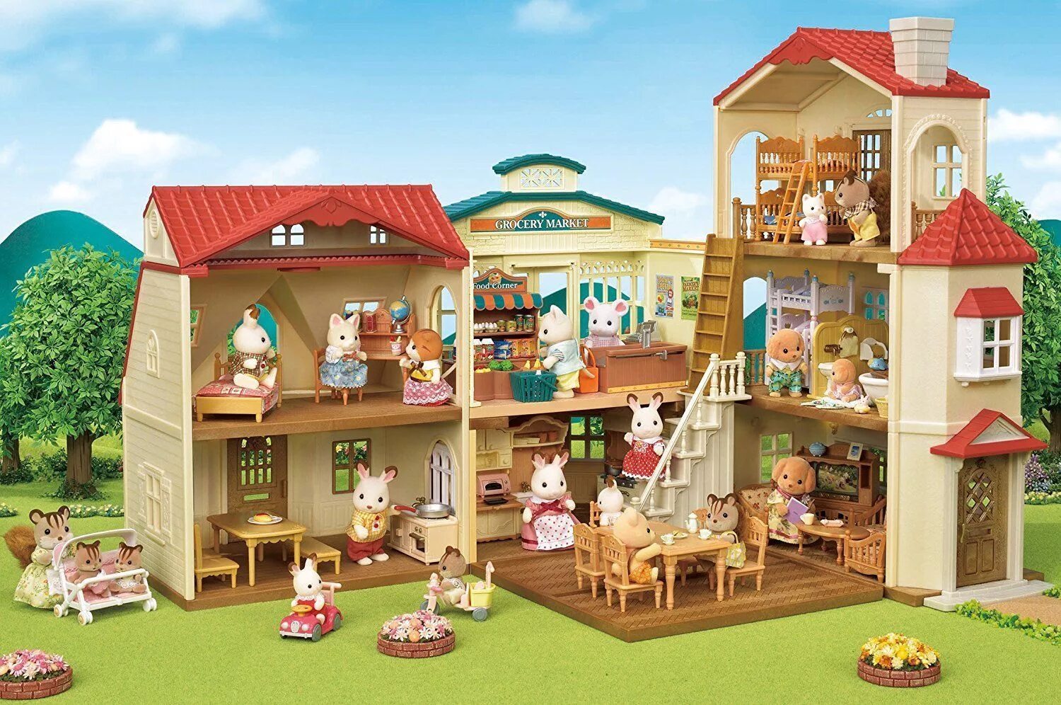 Фэмили. Sylvanian Families Mansion House. Sylvanian Families Green Hill House. Sylvanian Families grocery Market. Sylvanian+Red+Roof+House.