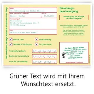 Einladungskarten Geburtstag Krankschreibung Krankmeldung Arbeitsunfähigkeit...