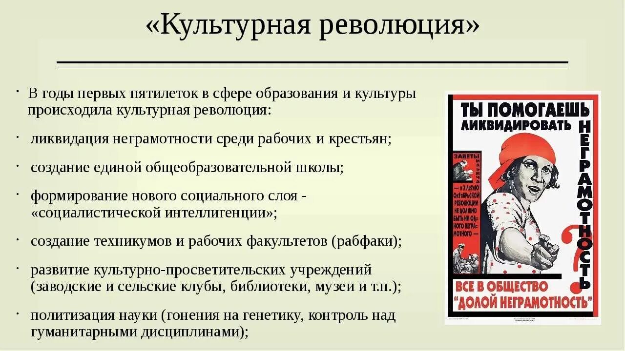 Ссср в 1930 е гг тест. Причины культурной революции. Культурная революция 1920-1930-х гг. Культурная революция 1930 годов. Культурная революция последствия.