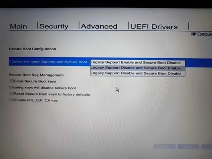 Disable secure boot