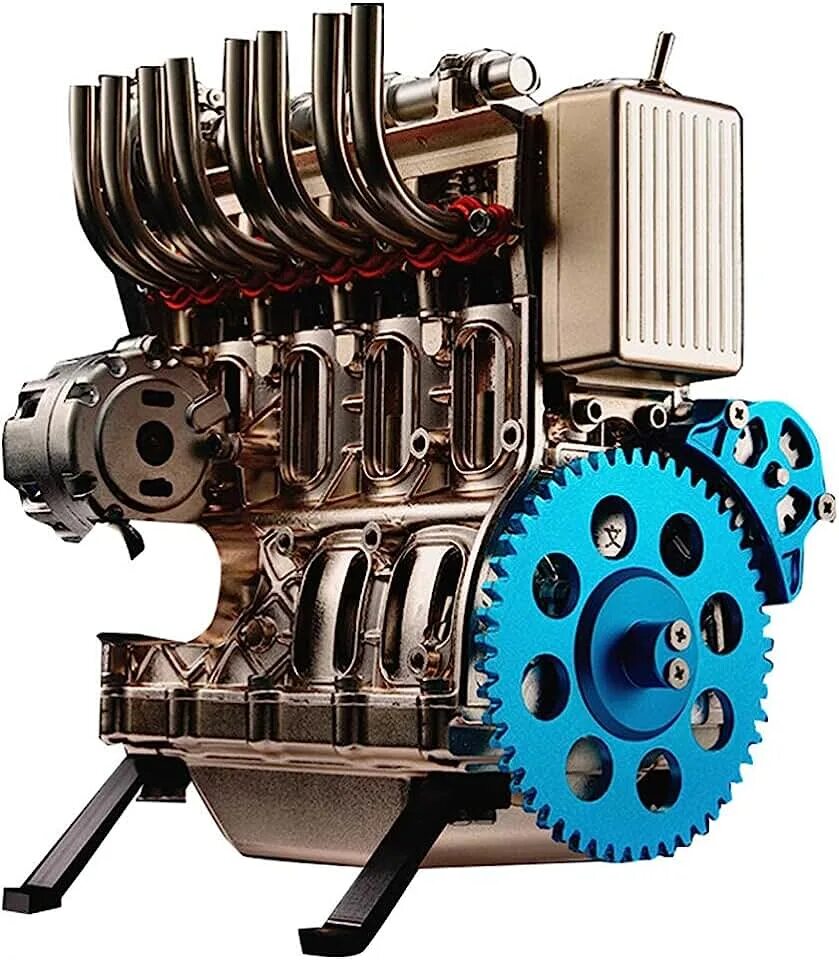 Build engine. 4 cylinder full metal car engine assembly. встроенные автомобильные двигатели. assembly of engine model. teching 1:24 четырехцилиндровая модель двигателя купить.