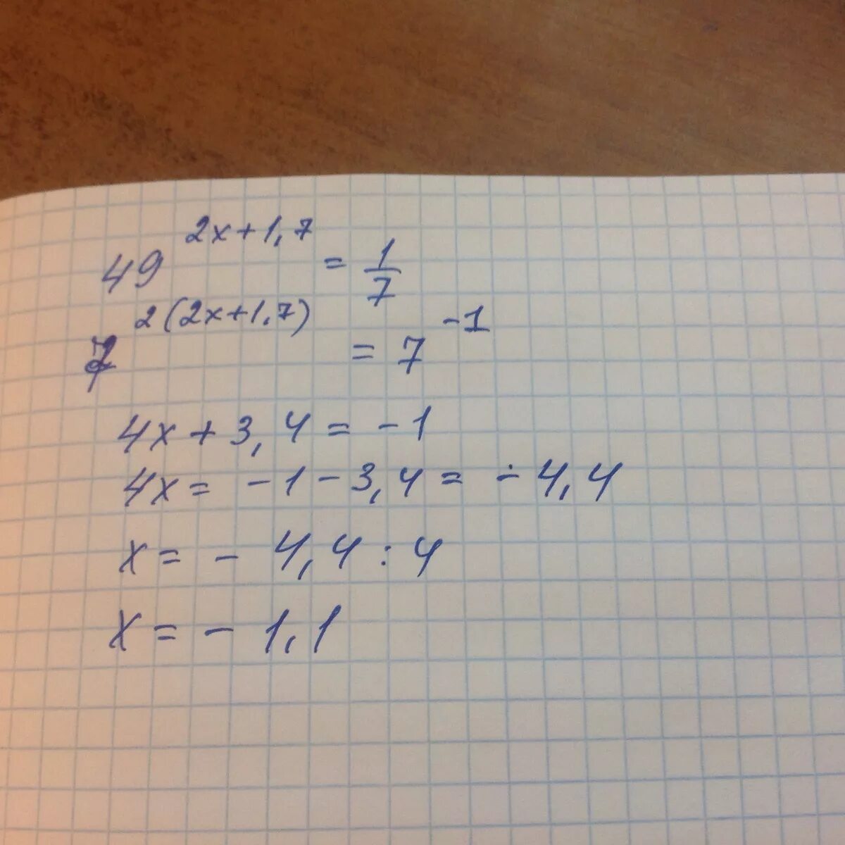 Решение уравнения 49^x-1=(1/7)^x-4. Решения уравнения - 7=x=-49. Решите уравнение 49 x+1 1/7 x. Решение уравнения 49-х/9=5. 7 x 1 49 0