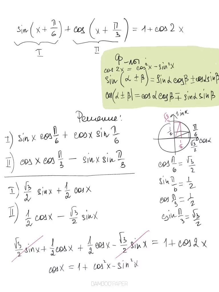 2 Cos(x/2-пи/6)=1. Cos пи(x-1)/3. Cos x+Pi/3. Sin(Pi/6+x). X pi 3 0