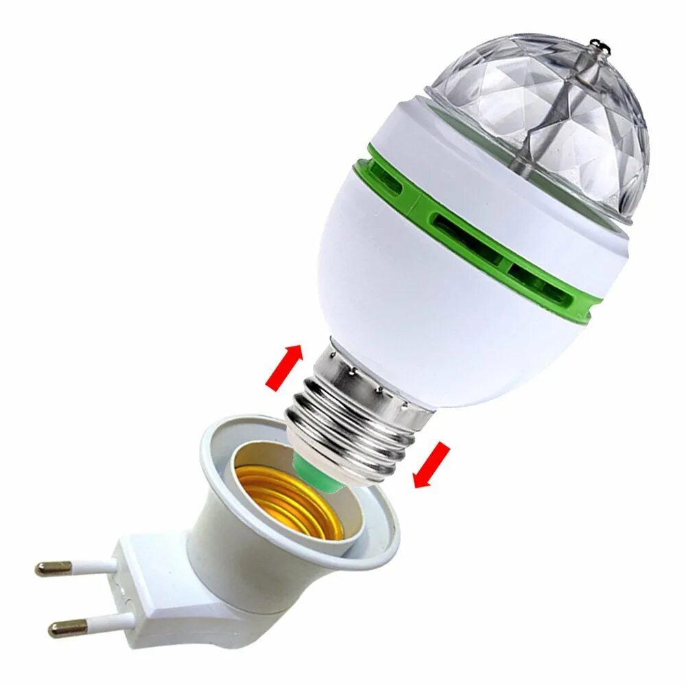 Led color rotating lamp. Диско лампа светодиодная 3вт e27 rgb. диско лампа светодиодная mini party light. вращающаяся led диско лампа e27 с переходником. led 3w ac85-260v цветомузыка странный цоколь.
