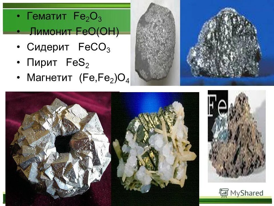 Формула красного железняка. Магнетит гематит лимонит. Магнетит гематит лимонит пирит. Магнитный Железняк feo fe2o3. 3 Серый Колчедан (пирит) - fes2.