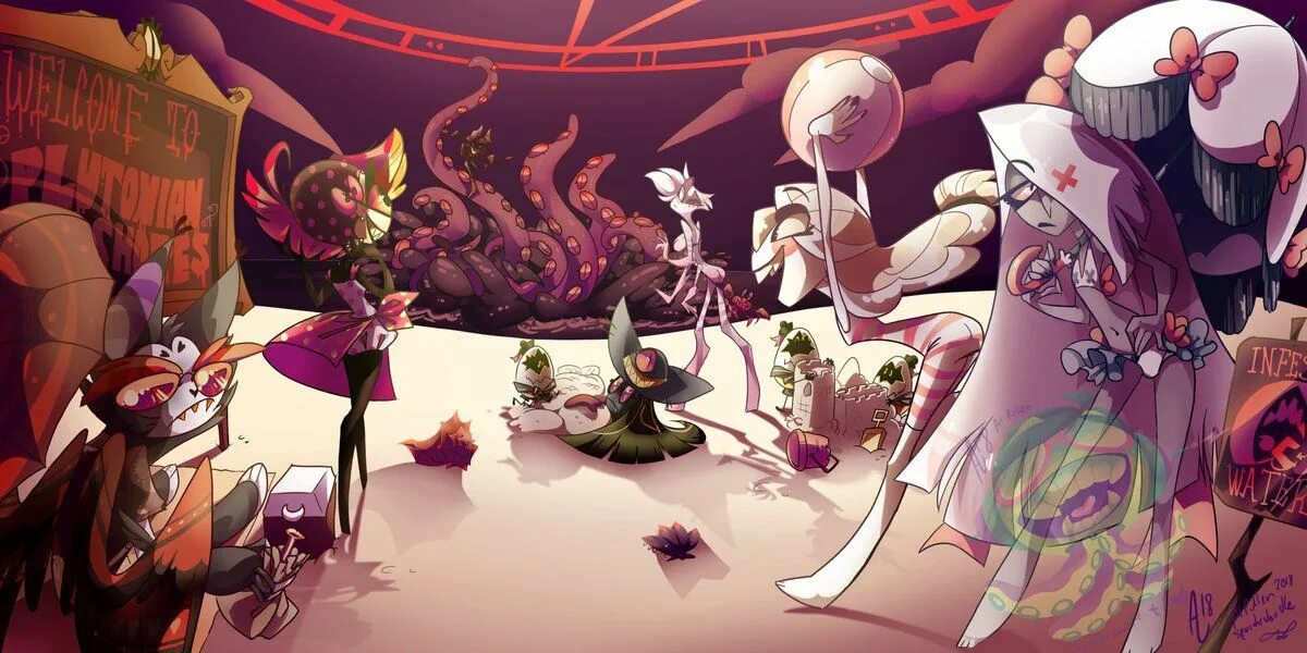 Hazbin doom. Отель хазбин чарли арт. отель хазбин оверлорд. отель хазбин энджел. hazbin hotel арт ниффти.