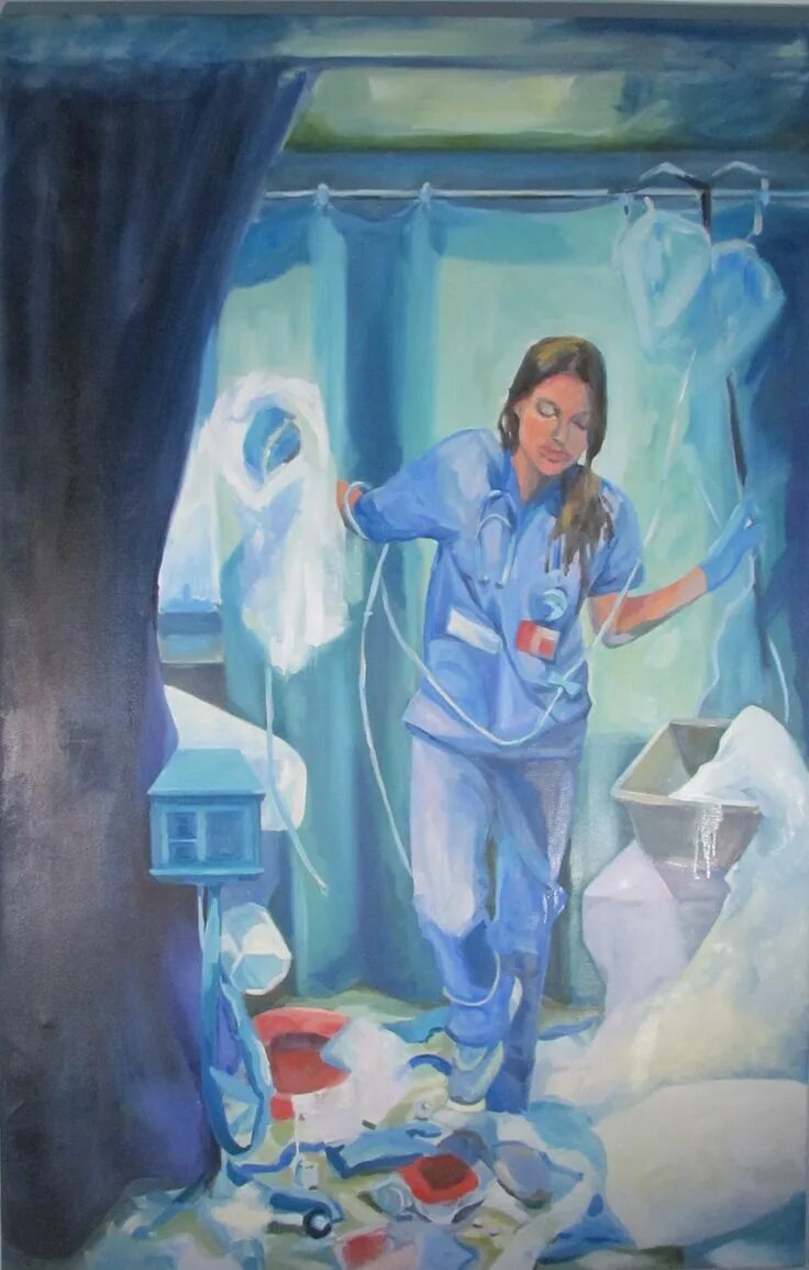Nurse Painting. M Stewart Painting Medicine. SNF Art. Nanny paint a picture