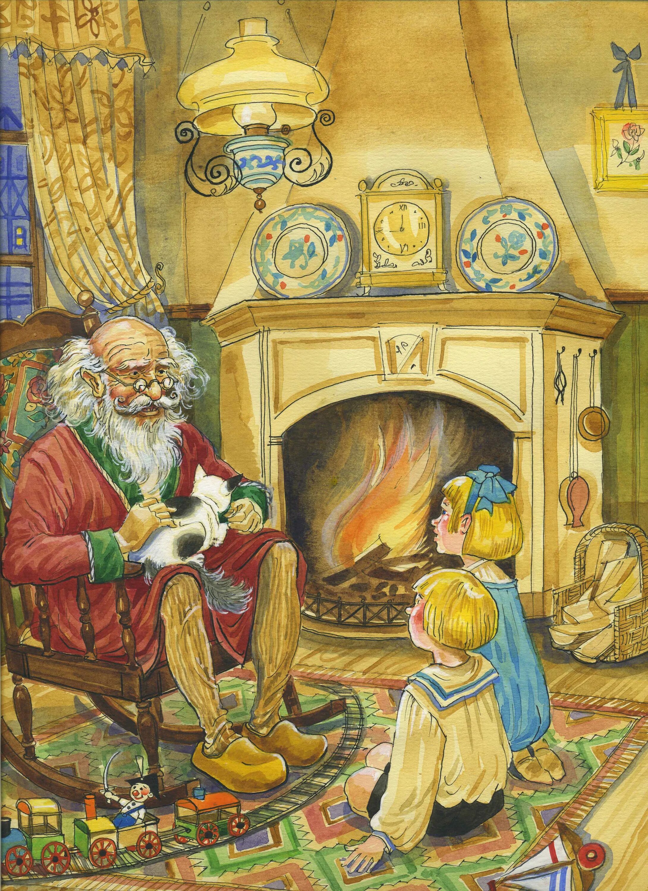 Сказка рассказанная. Серебряное копытце кокованя. Шведский художник рольф лидберг. Старик рассказывает сказки. Иллюстрация к рассказу дедушка.