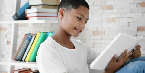 The boy is reading