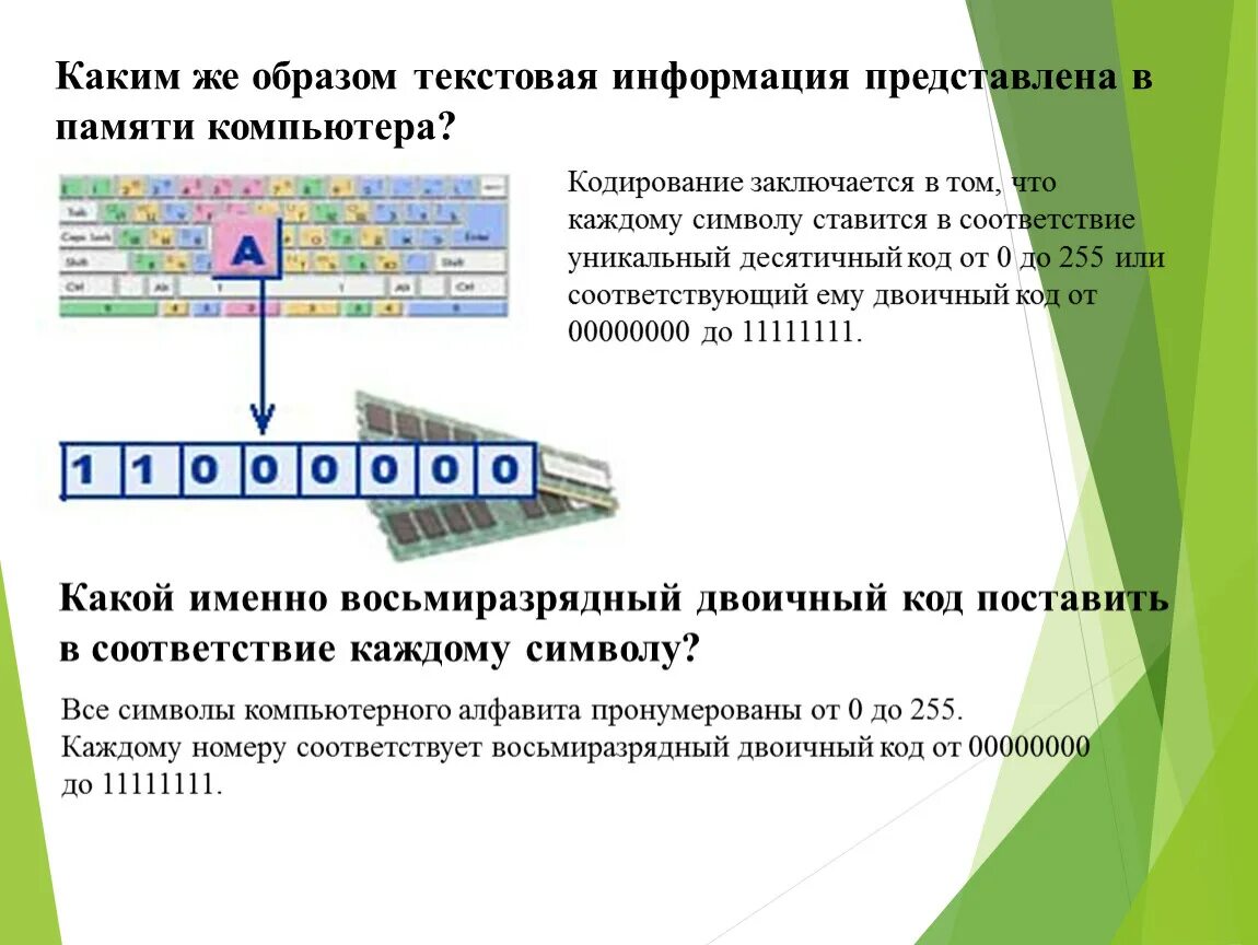 Памяти компьютера представление информации. Представление информации в памяти компьютера. Информация в памяти компьютера представлена в. Способы представления текстовой информации. Информация о памяти компьютера.