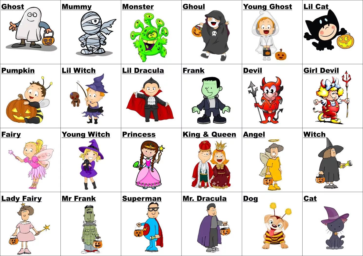 Герой на английском песни. Название персонажей на Хэллоуин. Имена персонажей Хэллоуина. Известные английские персонажи. Персонажи Хэллоуина для детей список.