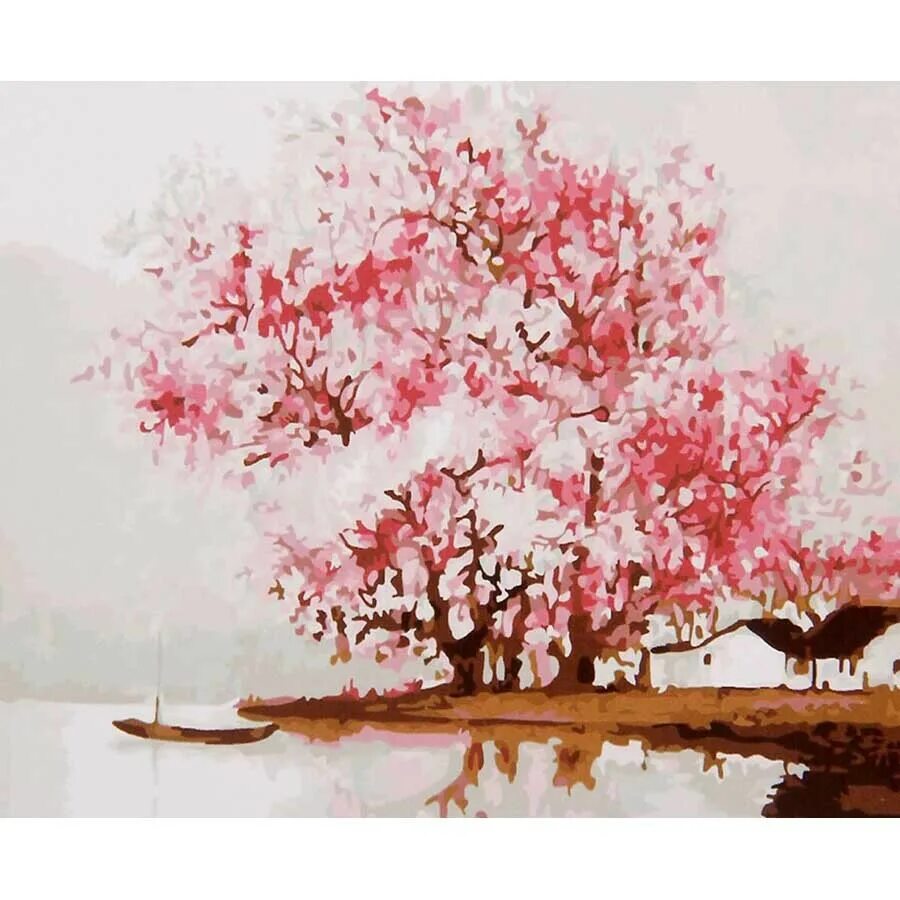 Сакура красками. Цветущие деревья живопись. Сакура картина. Дерево розовое акварель. Пейзаж акрилом на холсте.