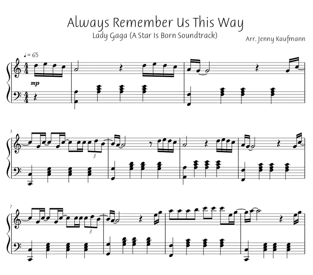 Леди гага песни олвейс. Always remember Ноты. Always remember us this way. Always remember us this way Ноты. Lady Gaga always remember us this way.