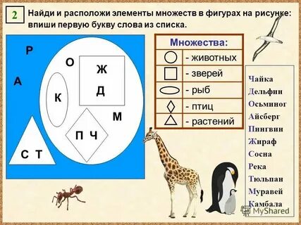 Составьте для каждого из слов свое множество