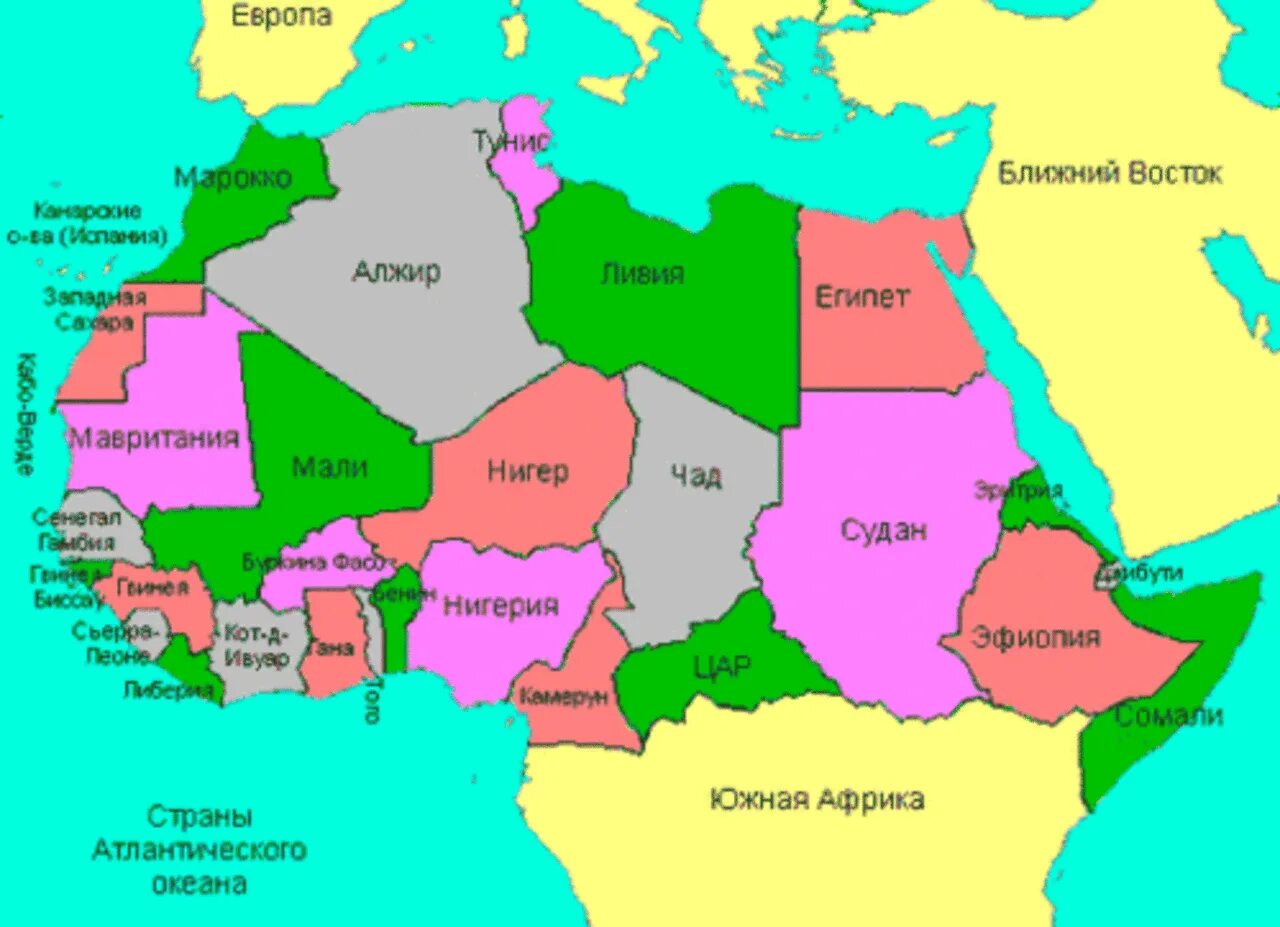 Район какая страна. Страны Северной Африки на карте. Политическая карта Северной Африки. Карта Северной Африки со странами крупно.