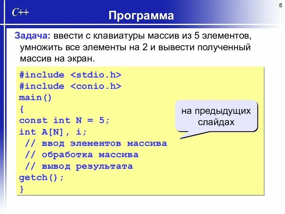 Наибольший номер элемента массива