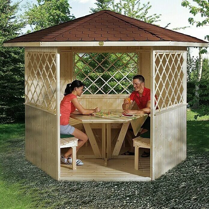 Garden: Circular Wooden Gazebos Small Dining Set Furniture, Modern Circular Wood
