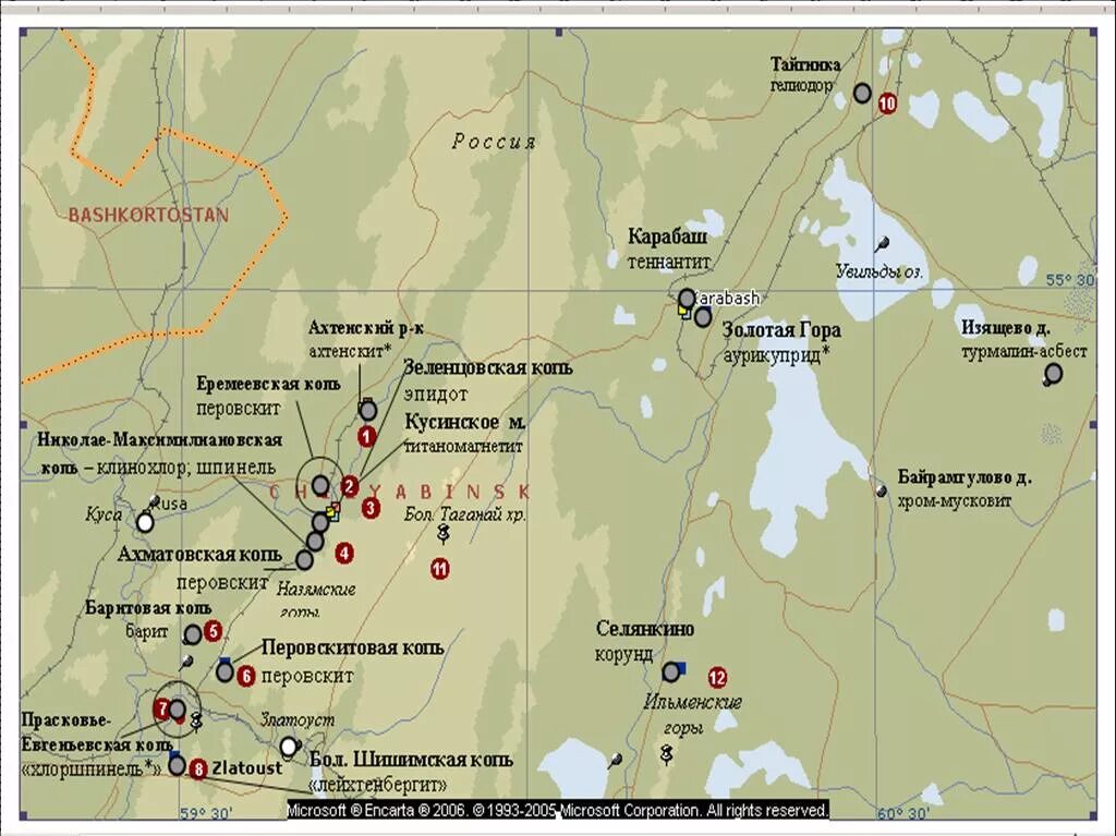 Код месторождения. Баженовское месторождение на карте Урала.