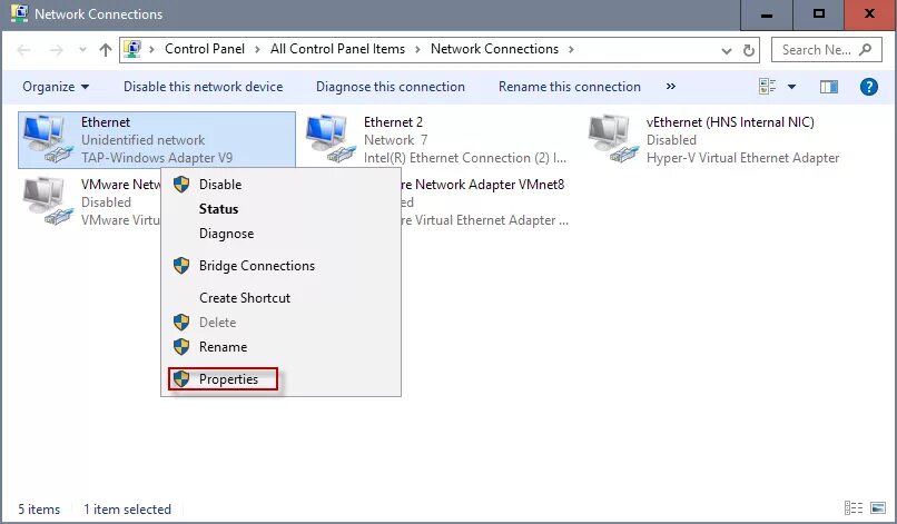 Windows network adapter