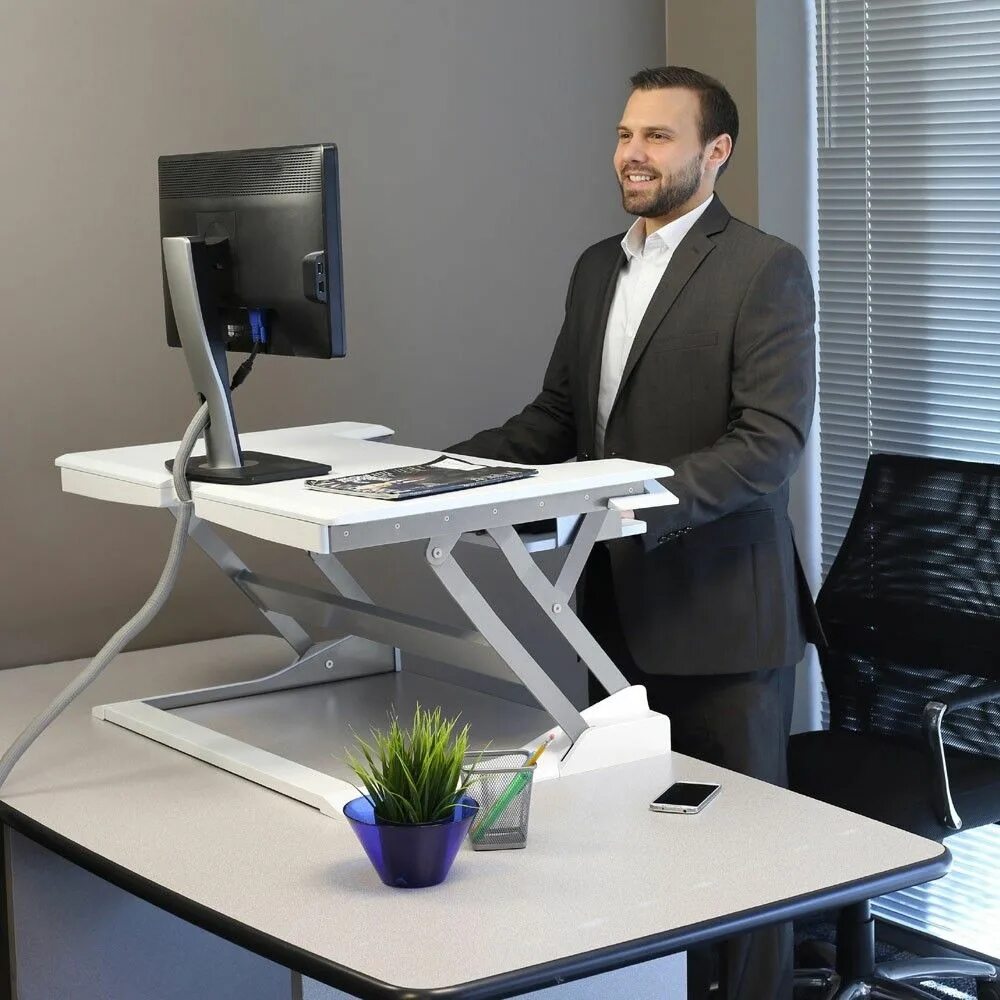 Ergotron WORKFIT-T, sit-Stand desktop Workstation. Стоячее рабочее место. Стоячий стол. Поднимающийся офисный стол.