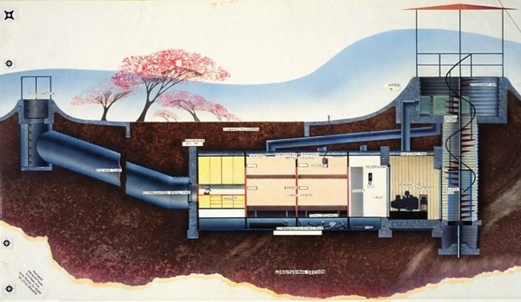 Подземный бункер. Бункера подземные убежища. Бункера для хранения инертных материалов жбк. Бомбоубежище внутри. Бункер убежище.