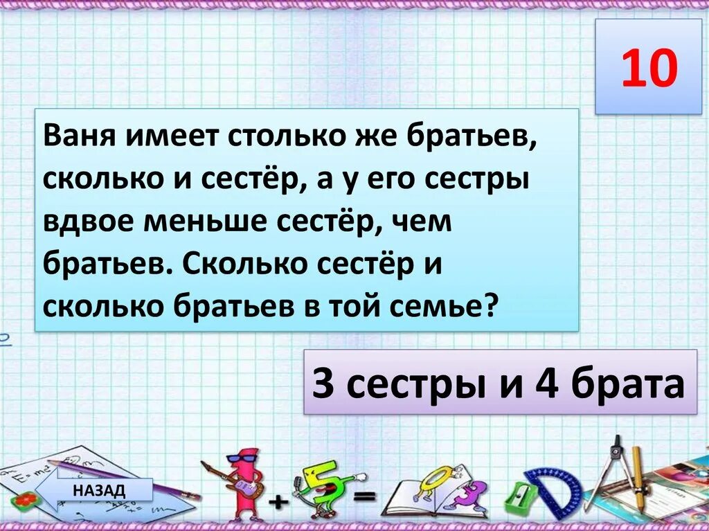Реши задачу у вани было