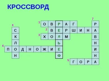 Кроссворд горы и равнины
