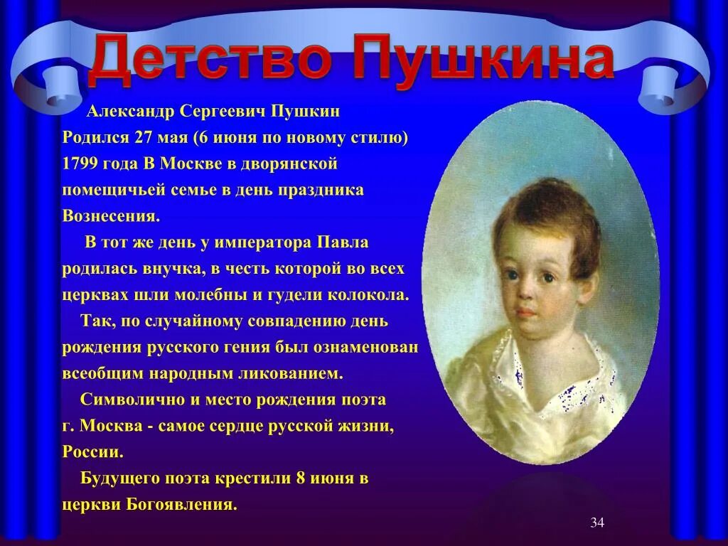 Произведение на тему детство. Детство а.с.Пушкина (1799-1810). Сообщение о Александре Сергеевиче Пушкине детство.