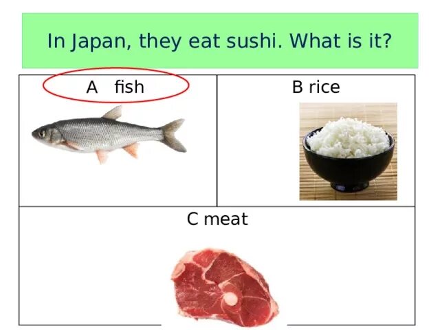 And they ate me. In Japan they eat sushi what is it. In Japan they eat sushi what is it ответ. Sashimi what is it. It is a Fish.
