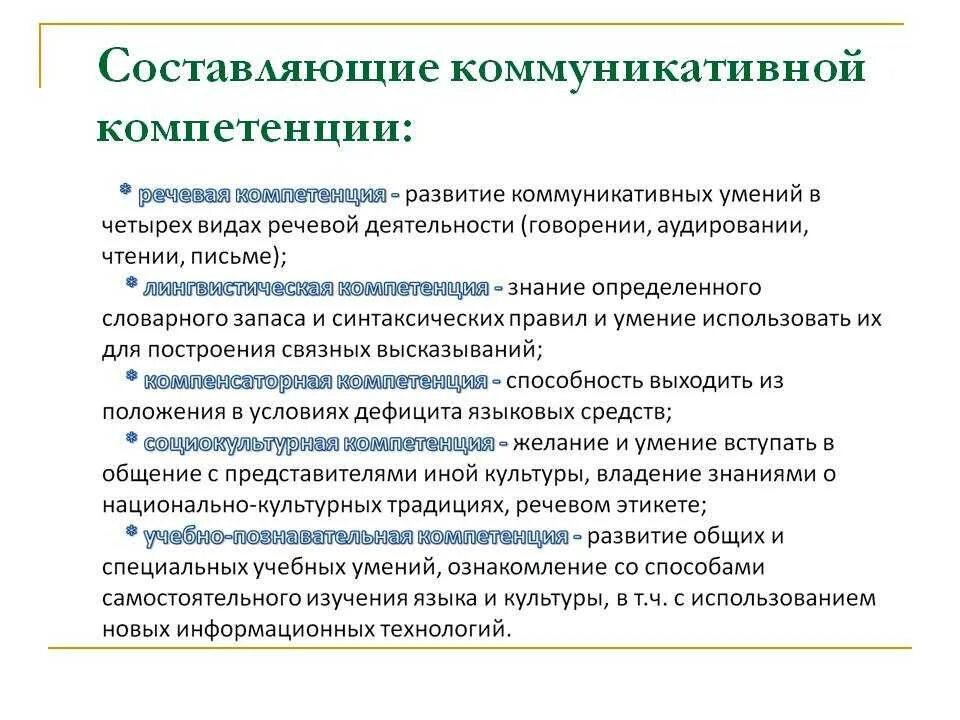 Навыки и базовый уровень. Коммуникативная компетенция. Коммуникативная компетентность и ее составляющие. Компоненты коммуникативной компетентности. Типы коммуникативных компетенций.