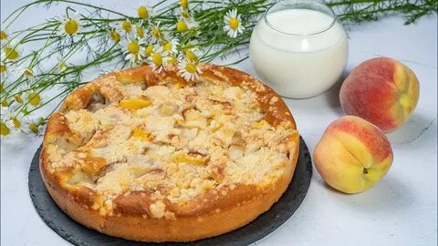 Заливной пирог с персиками свежими рецепт