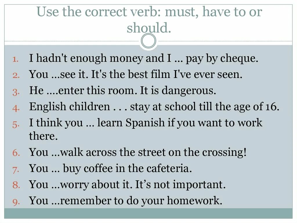 Modal verbs test