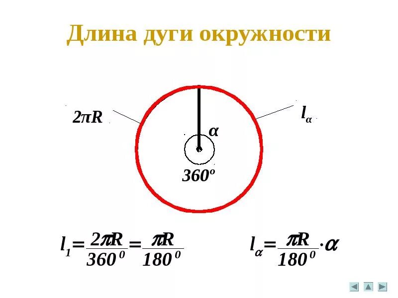 Автомобиль совершает по дуге окружности. Длина дуги формула. Длина дуги окружности формула. Формула для вычисления длины дуги окружности. Формула нахождения длины дуги окружности.