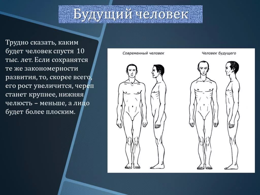 Представить человека будущего. Человек будущего презентация. Будущий человек. Человек будущего как будет выглядеть. Образ человека будущего.