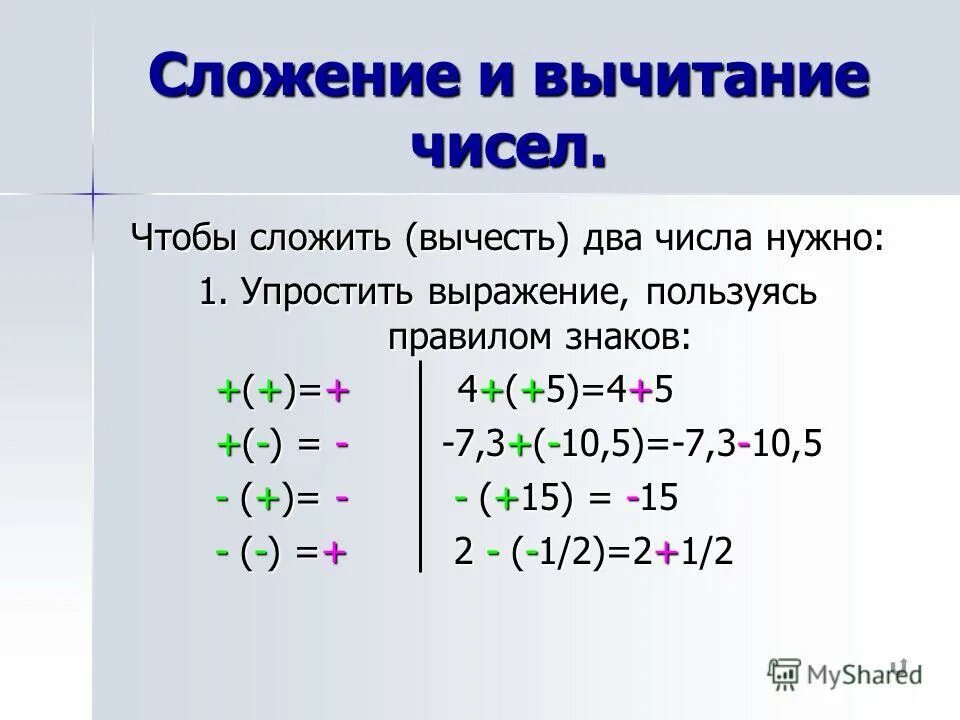 Математика деление с разными знаками