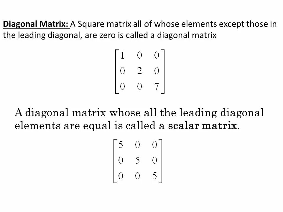 Diagonal matrices. Diagonal matrix. square matrix. rectangular diagonal matrix. side diagonal of a matrix.