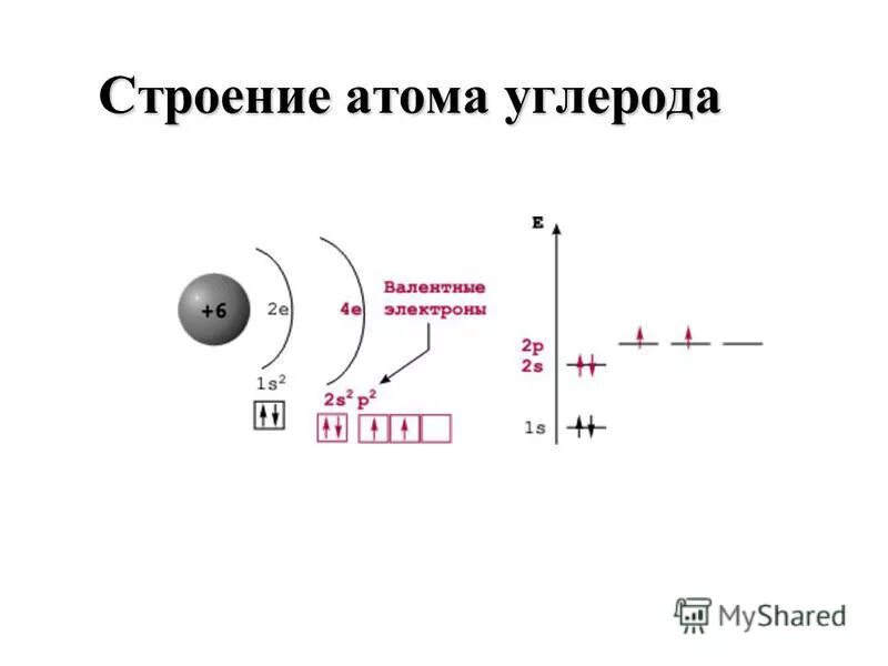 Строение атома элемента углерода