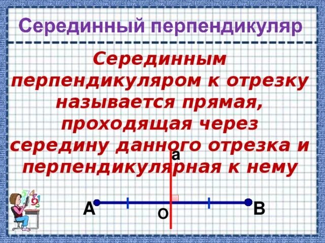 Какая прямая называется перпендикуляром. Серединный перпендикуляр к отрезку. Построение серединного перпендикуляра. Серединные перпендикуляры к отрезкам. Построение серединного перпендикуляра к отрезку.