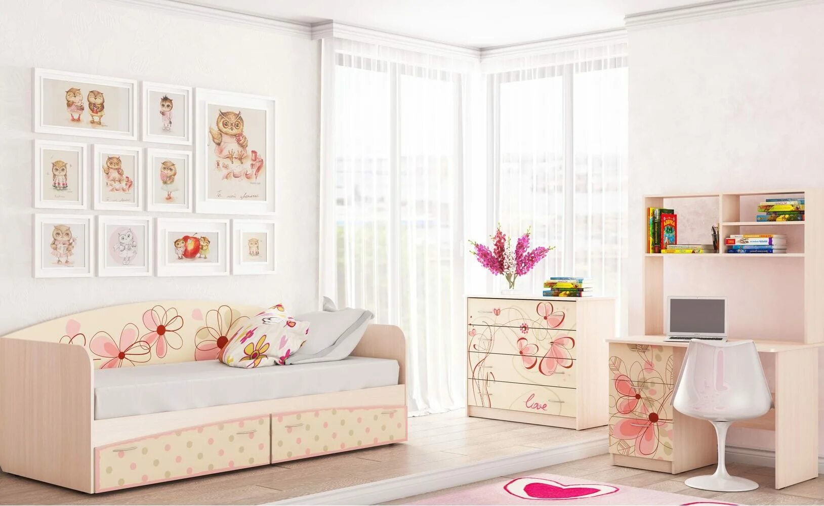 Детская мебель кремовый цвет. Мебель с фотопечатью для девочки. Кровать чердак совы. Кровать чердак ами мебель. 12.