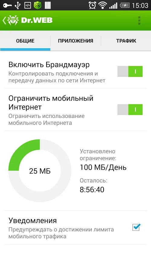 Использование трафика приложениями