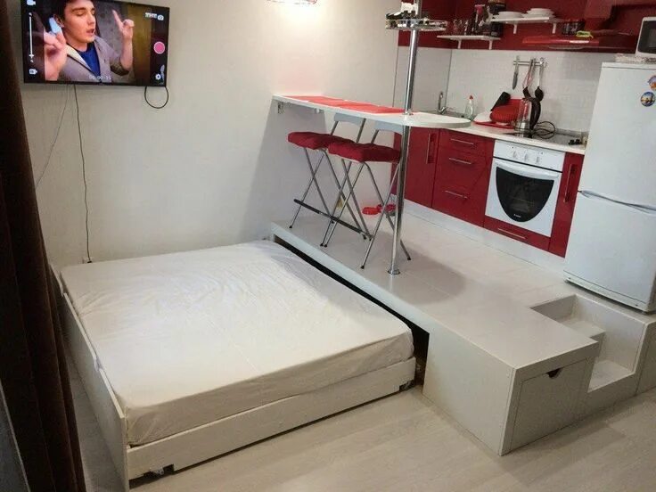 Кровать студия фото Как спрятать кровать в однокомнатной квартире: 42 фото-идеи