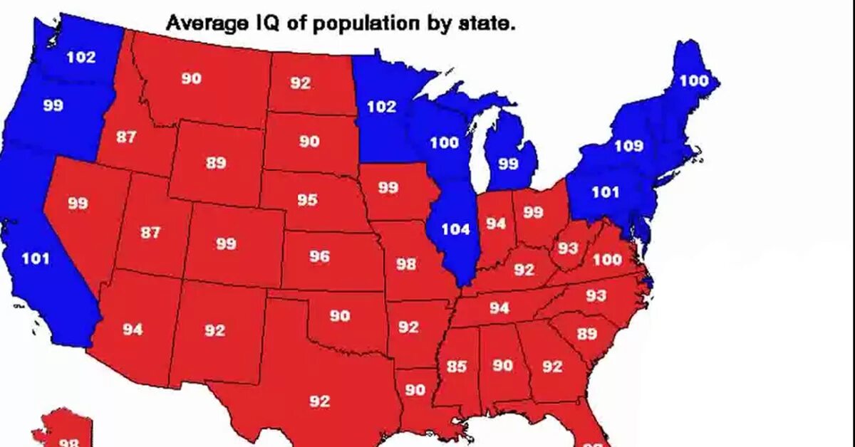 Средний IQ по Штатам США. Средний IQ американца. Уровень интеллекта по странам. Карта уровня IQ.