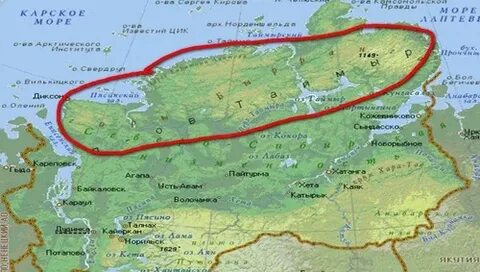 Горы бырранга на контурной карте