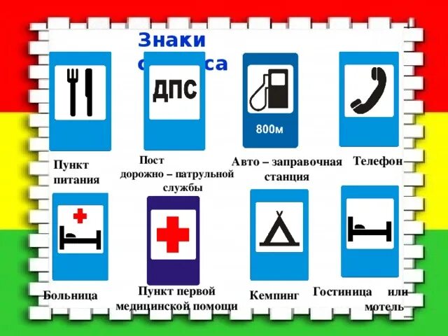 Дорожные знаки питание. Знаки сервиса. Знаки сервиса пункт медицинской помощи. Знаки сервиса ПДД. Знаки сервиса пункт питания.